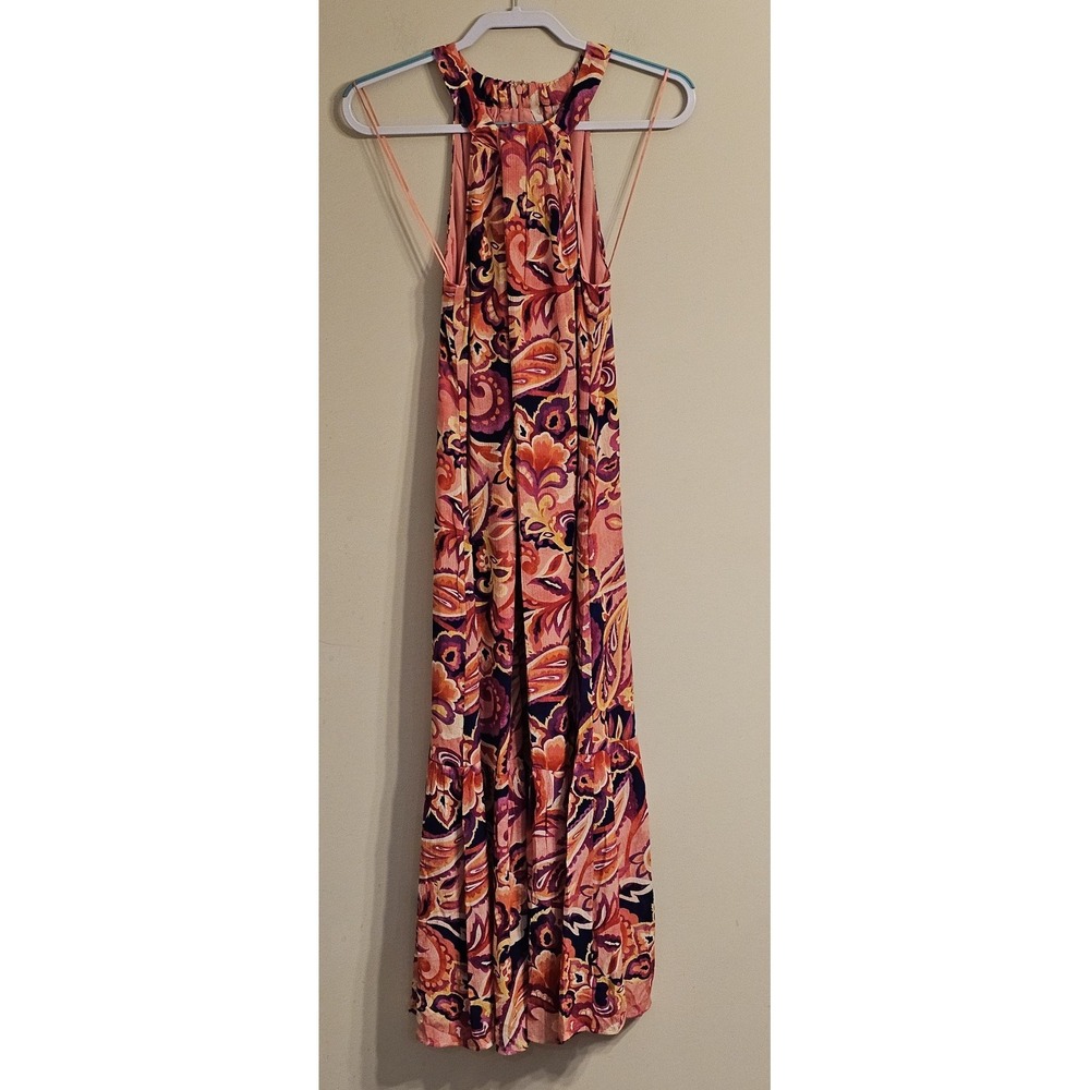 Women's Soft Surroundings Nalani Halter Maxi Dress Multicolor Paisley Size PM
